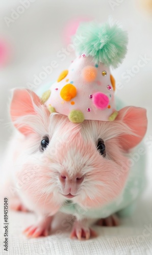 Guinea Pig Wearing Party Hat