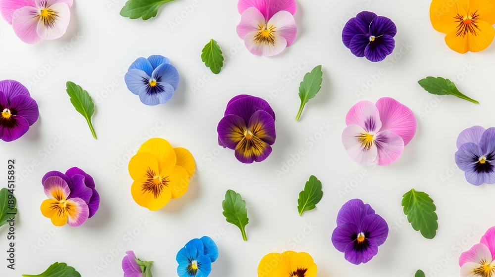 A close up of many different colored flowers, including purple, yellow, and pink. The flowers are scattered across the image, creating a vibrant and colorful scene A close up of many different colored flowers, including purple, yellow, and pink. The flowers are scattered across the image, creating a vibrant and colorful scene