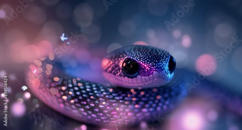 Snake in Pink and Blue Lights