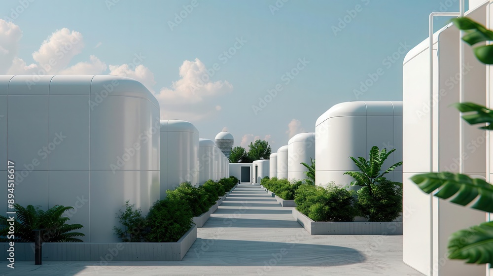 Fototapeta premium Environmentally Eco-friendly design for wastewater treatment, Futuristic waste-to-energy facility with advanced infrastructure