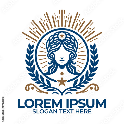 Woman logo illustration, beautiful ladies logo emblem badge with sophisticated style, classic emblem