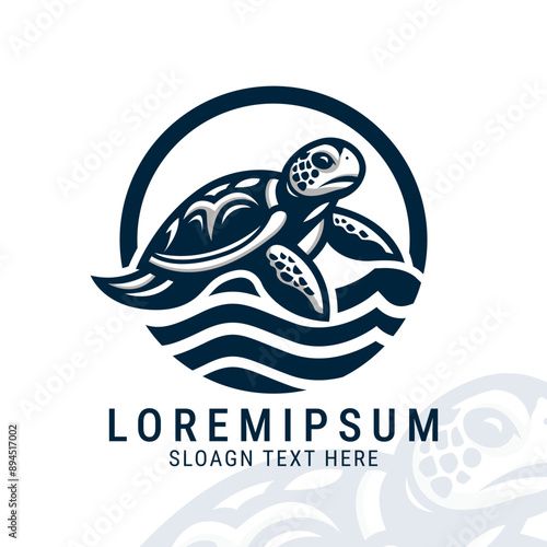 Turtle logo illustration on silhouette style, turtle ocean, beach club hotel  logo vector, simple