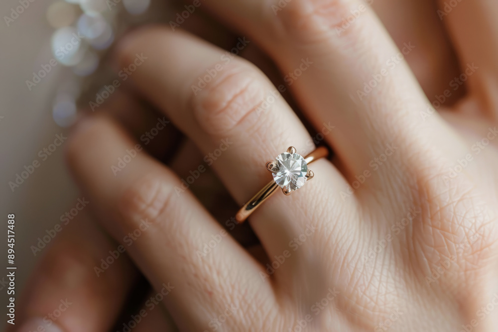 She said yes, concept of second gold diamond ring on woman's finger close up with space for text or inscriptions
She said yes, concept of second gold diamond ring on woman's finger close up with space for text or inscriptions