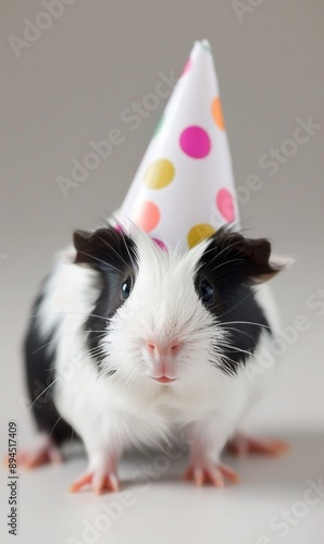 Guinea Pig Wearing Party Hat