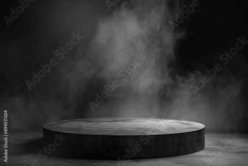 Wallpaper Mural A black podium against a background of dark smoke, a platform for products Torontodigital.ca