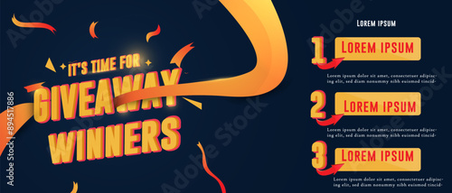Giveaway winner announcement concept of social media banner poster design vector illustration.