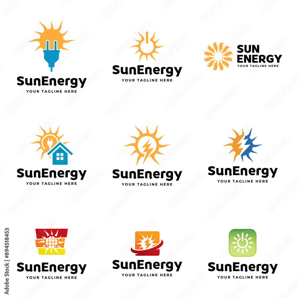 Set of Solar Energy logo designs vector, Sun power logo Set of Solar Energy logo designs vector, Sun power logo