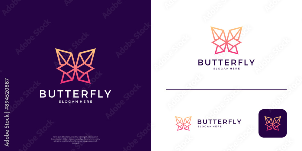 Foto Abstract butterfly logo design template.