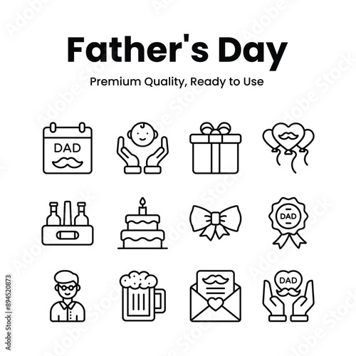 Take a look at fathers day icons set in modern style