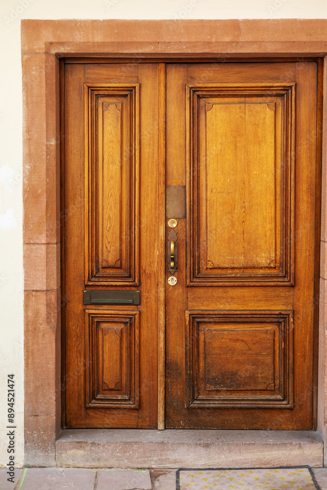 Rustic Wooden Door with Brass Handle Rustic Wooden Door with Brass Handle