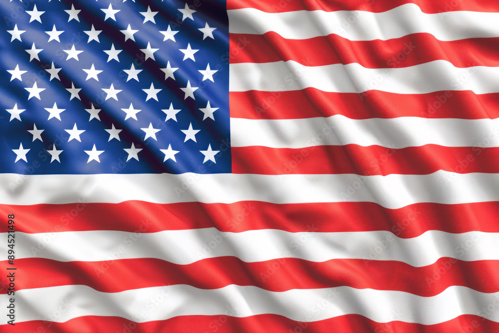 Naklejka premium Flag of the United States of America with stars and stripes.