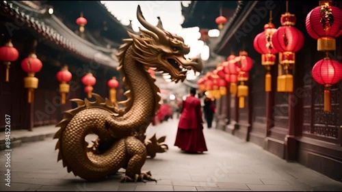 Dragon on chinese street,  traditional Chinese New Year