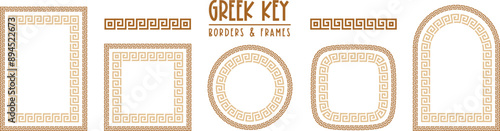 Greek key pattern, seamless borders collection. Decorative ancient meander, greece border ornament set with repeated geometric motif. Vector EPS10.