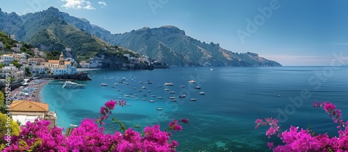Amalfi Coast View With Bougainvillea