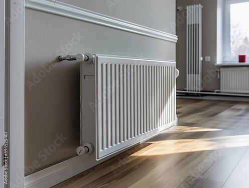 Wallpaper Mural White Radiator Installed On A Grey Wall In A Modern Home Torontodigital.ca