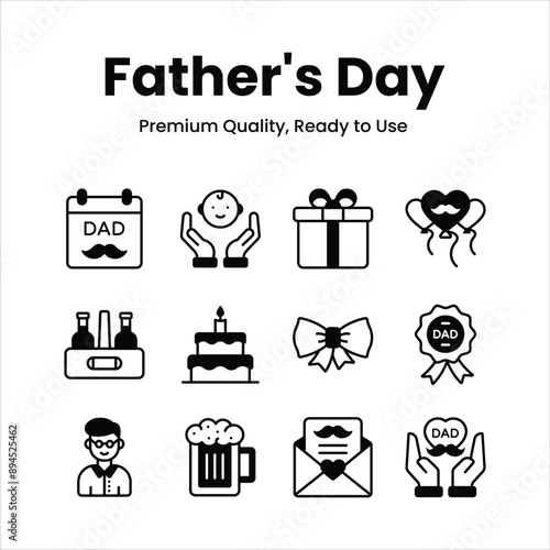 Take a look at fathers day icons set in modern style