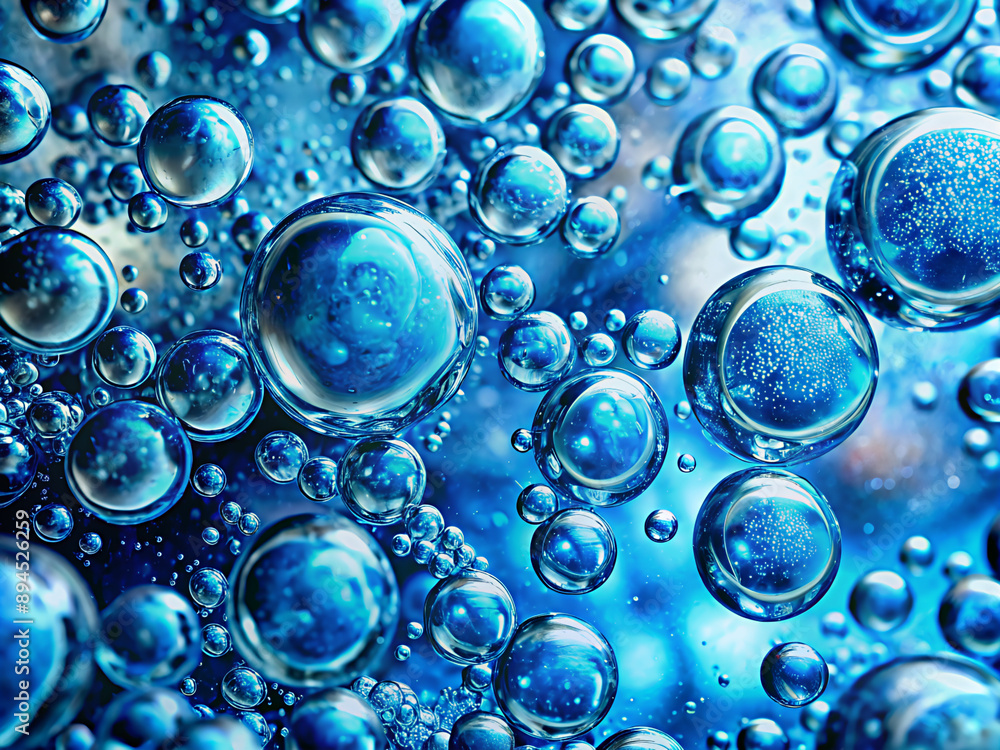 water drops background, An abstract close-up shot capturing the intricate details of blue textures and bubble formations water drops background, An abstract close-up shot capturing the intricate details of blue textures and bubble formations