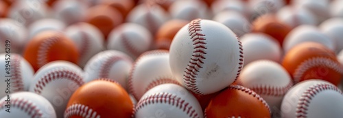 Close-Up of Baseball Balls in a Pile