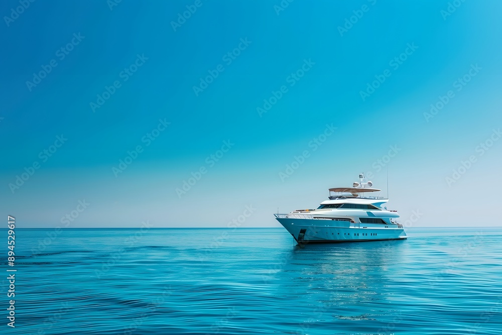 Fototapeta premium Luxury yacht cruising on turquoise waters, summer vacation, clear blue sky