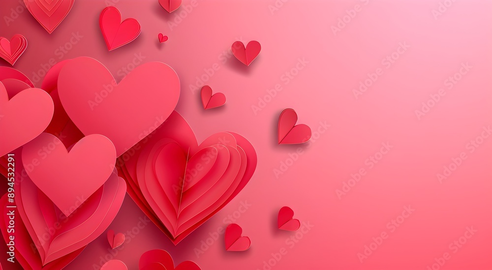 Valentine's day background with paper cut hearts and white space for text on transparent or isolated background vector illustration, png Valentine's day background with paper cut hearts and white space for text on transparent or isolated background vector illustration, png