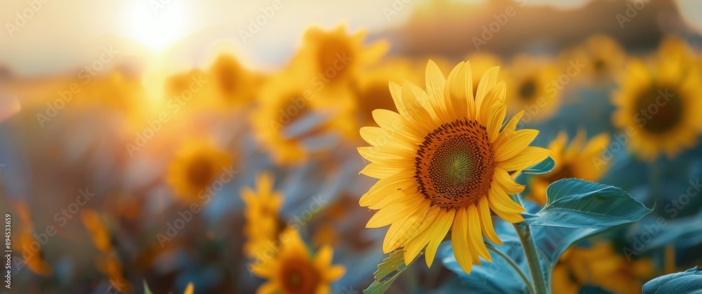 Fototapeta premium Sunflower Field at Sunset