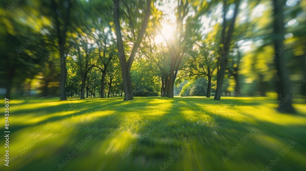 Abstract summer park: blurred green trees and lawn in natural light Abstract summer park: blurred green trees and lawn in natural light