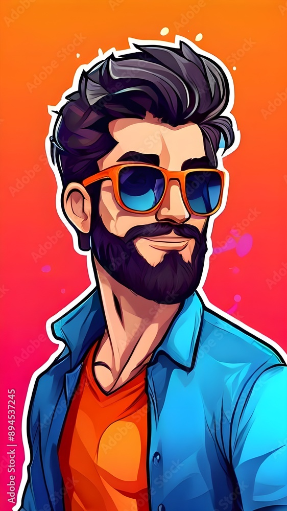 A cartoon man illustration, A illustration of young man standing A cartoon man illustration, A illustration of young man standing