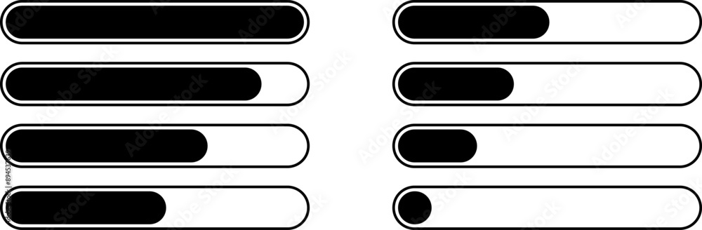 Set of download icons on transparent background.  Loading bar icon. Vector EPS 10