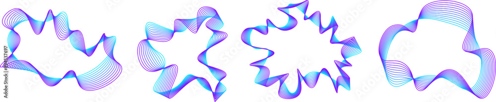Set of Vector wave dynamic music lines. Blue-violet abstract lines. Sound waves on transparent background for your design. Vector EPS 10 Set of Vector wave dynamic music lines. Blue-violet abstract lines. Sound waves on transparent background for your design. Vector EPS 10