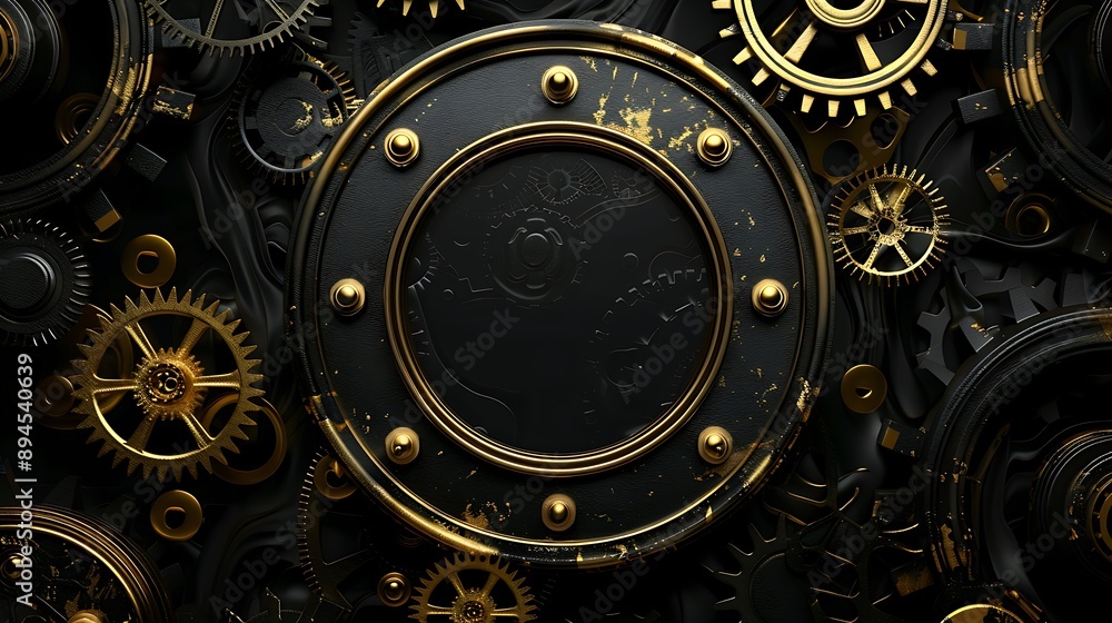 Black and Gold Gear Mechanism Background. Black and Gold Gear Mechanism Background.