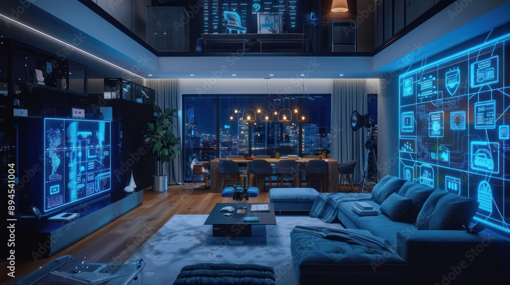 Smart home with integrated devices, controlled through a central AI system