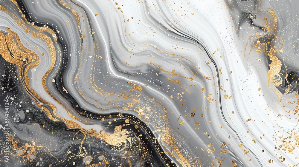 Abstract fluid art background blac, white ,silver and gold colors. Liquid marble. Acrylic painting on canvas with gray glitter and gradient. Ink beige backdrop with shiny wavy pattern Abstract fluid art background blac, white ,silver and gold colors. Liquid marble. Acrylic painting on canvas with gray glitter and gradient. Ink beige backdrop with shiny wavy pattern