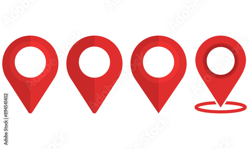 Pin location icon set isolated on white background.