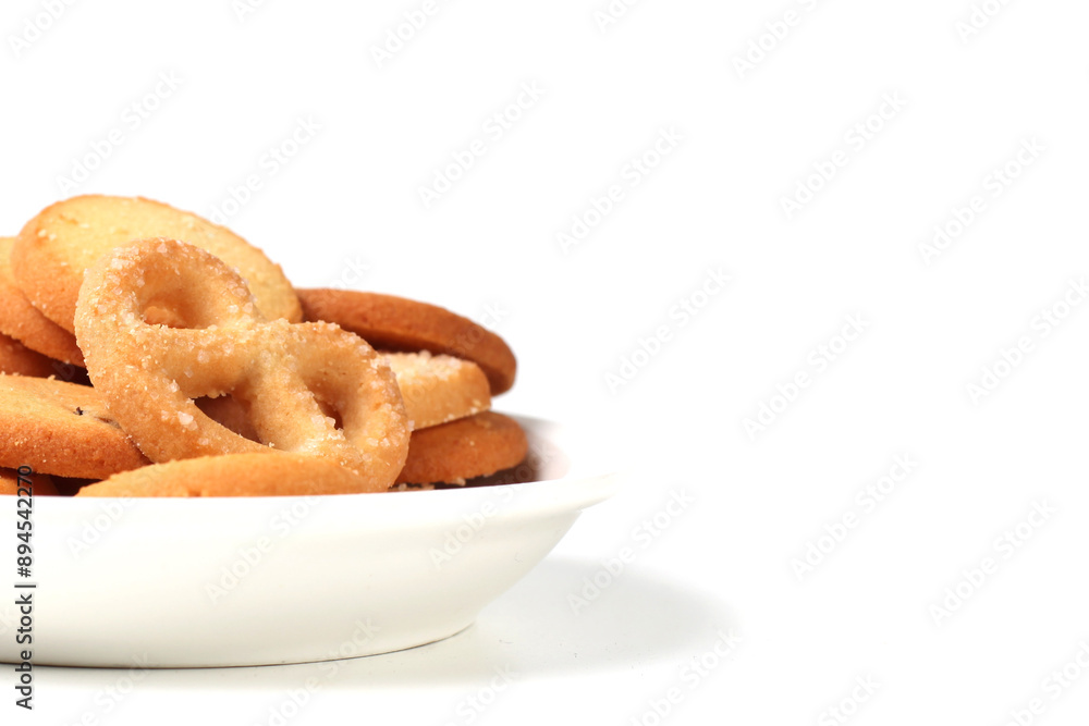 Assorted Danish butter cookies. Isolated on white background. Perfect for any commercial usages. Assorted Danish butter cookies. Isolated on white background. Perfect for any commercial usages.