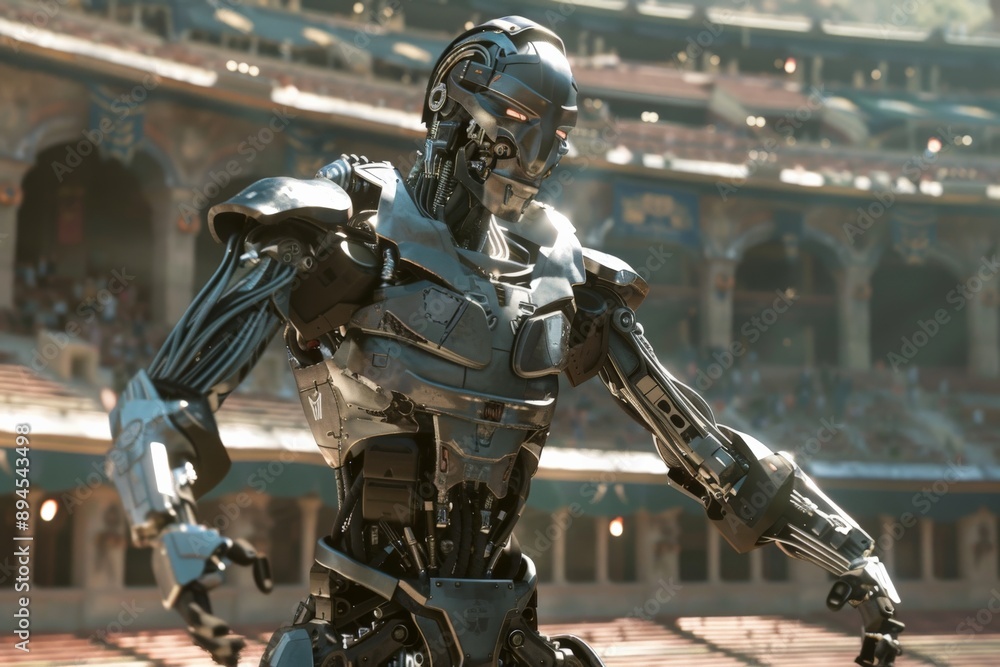 Fototapeta premium Robot Gladiator in the Arena.