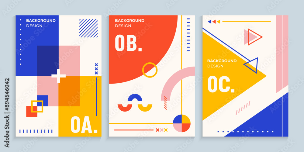 Geometric memphis cover book template collection Geometric memphis cover book template collection