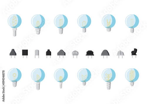 ligth bulbs and power plug design on white background

