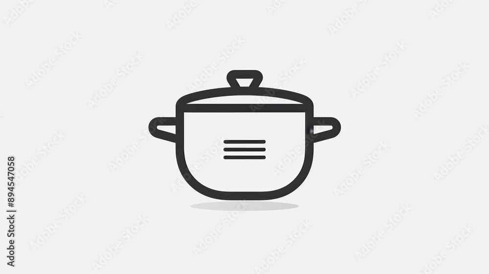 Simple Black Outline of a Pot with Handles and Lid Simple Black Outline of a Pot with Handles and Lid