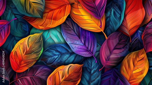 Wallpaper Mural A colorful leaf pattern. Torontodigital.ca