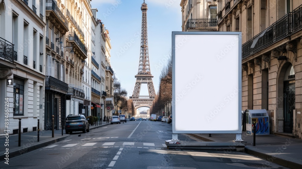 A large white billboard sits in the middle of a busy city street. The billboard is empty, but it is surrounded by cars and pedestrians. The scene is bustling and lively A large white billboard sits in the middle of a busy city street. The billboard is empty, but it is surrounded by cars and pedestrians. The scene is bustling and lively