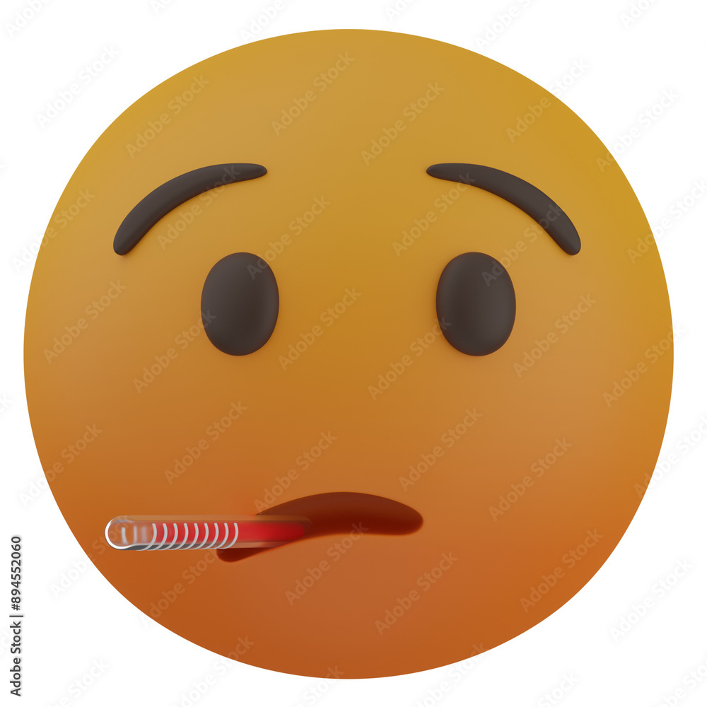 Fototapeta premium 3d render Face with Thermometer illustration