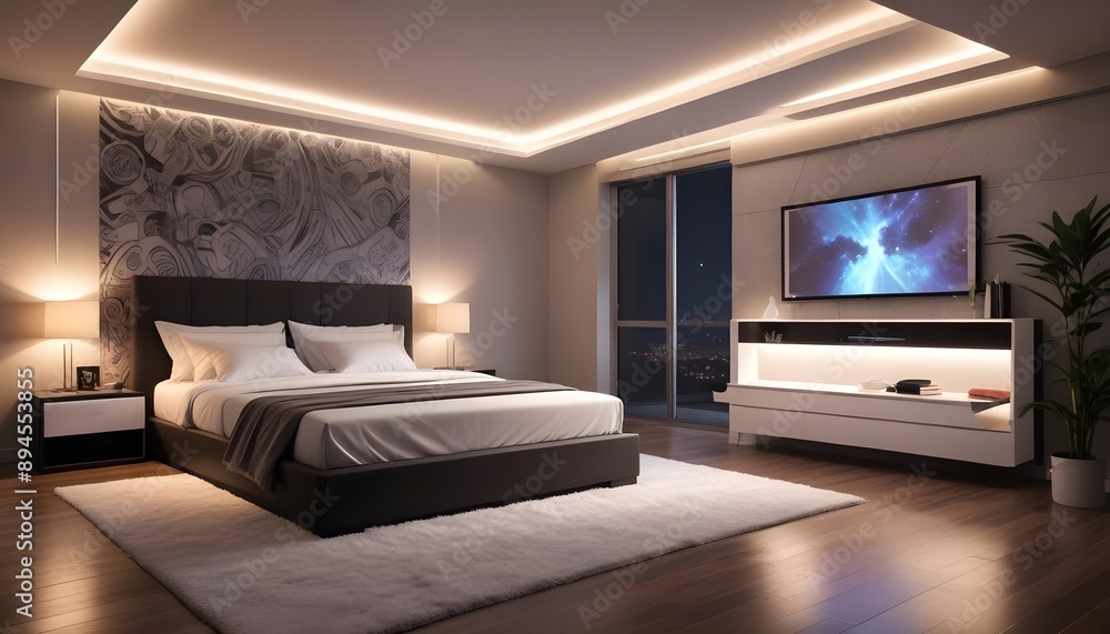 Photo interior modern design room 3d illustration Photo interior modern design room 3d illustration