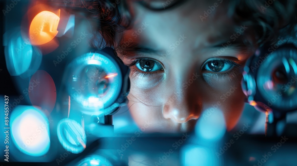 An abstract image featuring the blurred outline of a child amidst an array of bright, colorful lights, embodying the essence of dream and imagination with a futuristic touch. An abstract image featuring the blurred outline of a child amidst an array of bright, colorful lights, embodying the essence of dream and imagination with a futuristic touch.