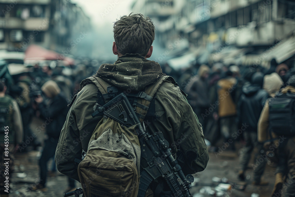 Dangerous zombie apocalypse disaster in town created with generative Ai Dangerous zombie apocalypse disaster in town created with generative Ai