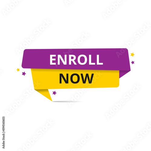 Vector illustration modern enroll now banner, Isolated web element.
