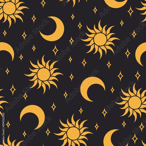 Vector witchcraft seamless pattern. Magic background
