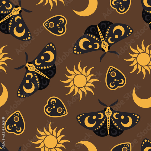 Vector witchcraft seamless pattern. Magic background