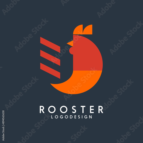 Rooster vector logo concept. Bird cock abstract geometric