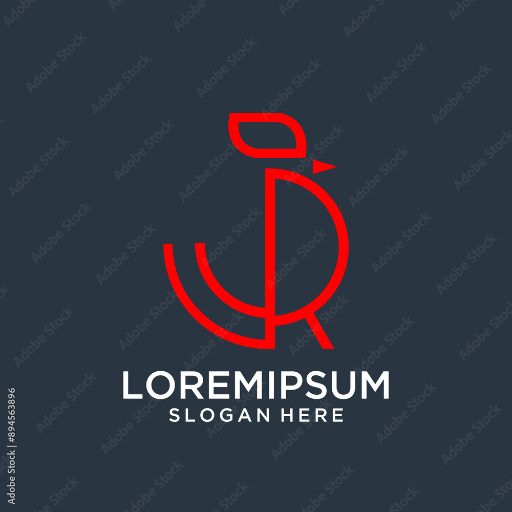 Abstract initial Letter R with Rooster Shape Combination Logo Design Abstract initial Letter R with Rooster Shape Combination Logo Design