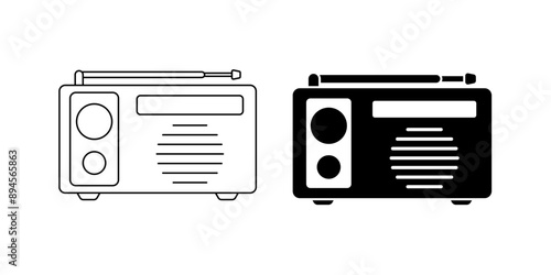 radio icon set isolated on white background